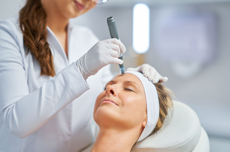 Facial treatment in a clinical spa setting